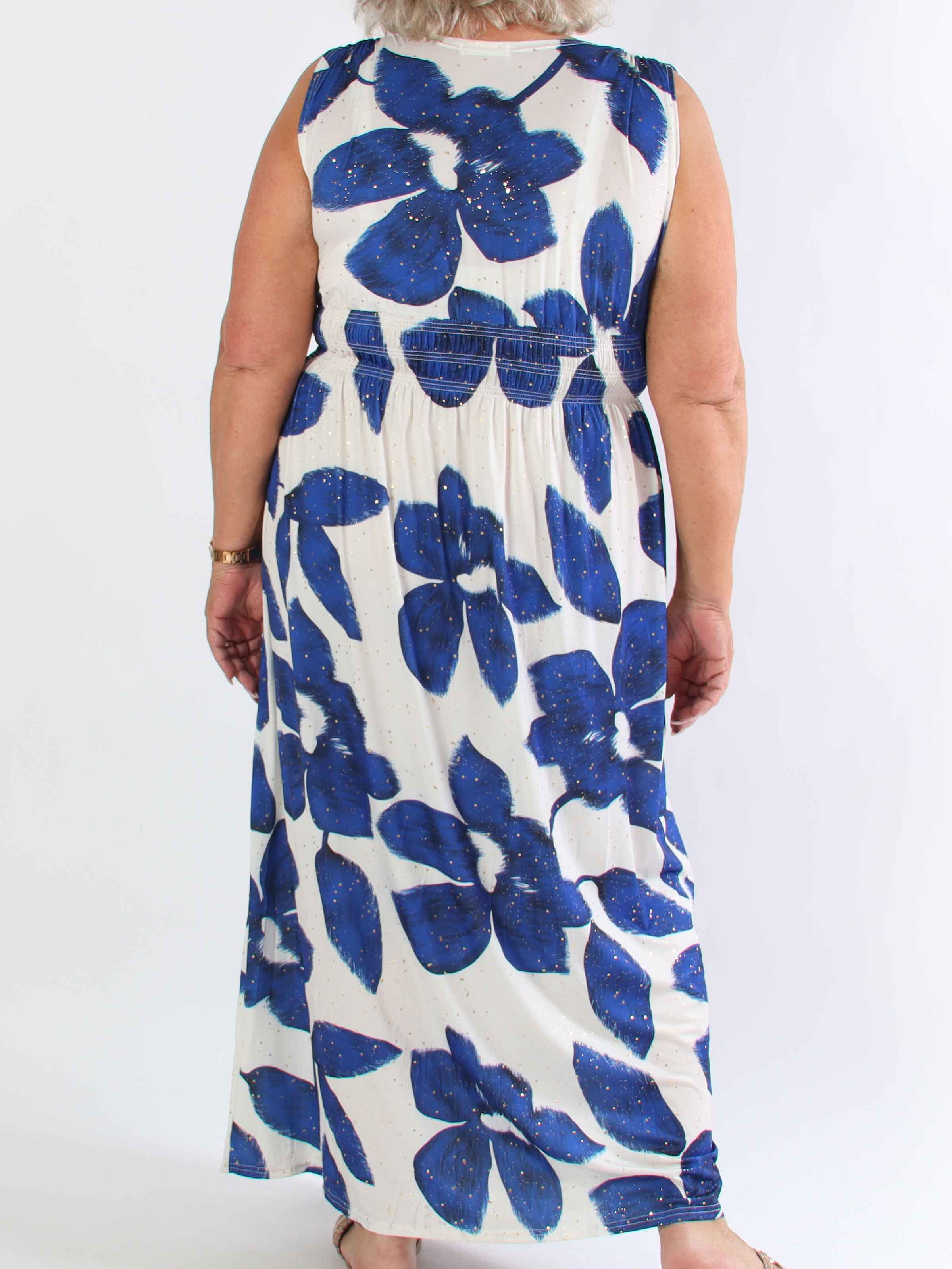 Pams Art Flower Sleeveless - Elastisk plus size kjole med store blomstermotiver